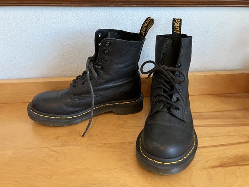 Dr. Martens 8 Oeillets #13512 Cuir Noir Combat Docs Air Wair Femme Taille 6/37 - Photo 1/10