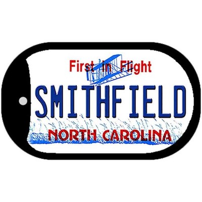 North Carolina Smithfield Novelty Metal Dog Tag Necklace 2'' x 1''