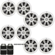 Kicker White OEM Replacement Marine 6.5" Coaxial speaker Bundle 8 Speakers