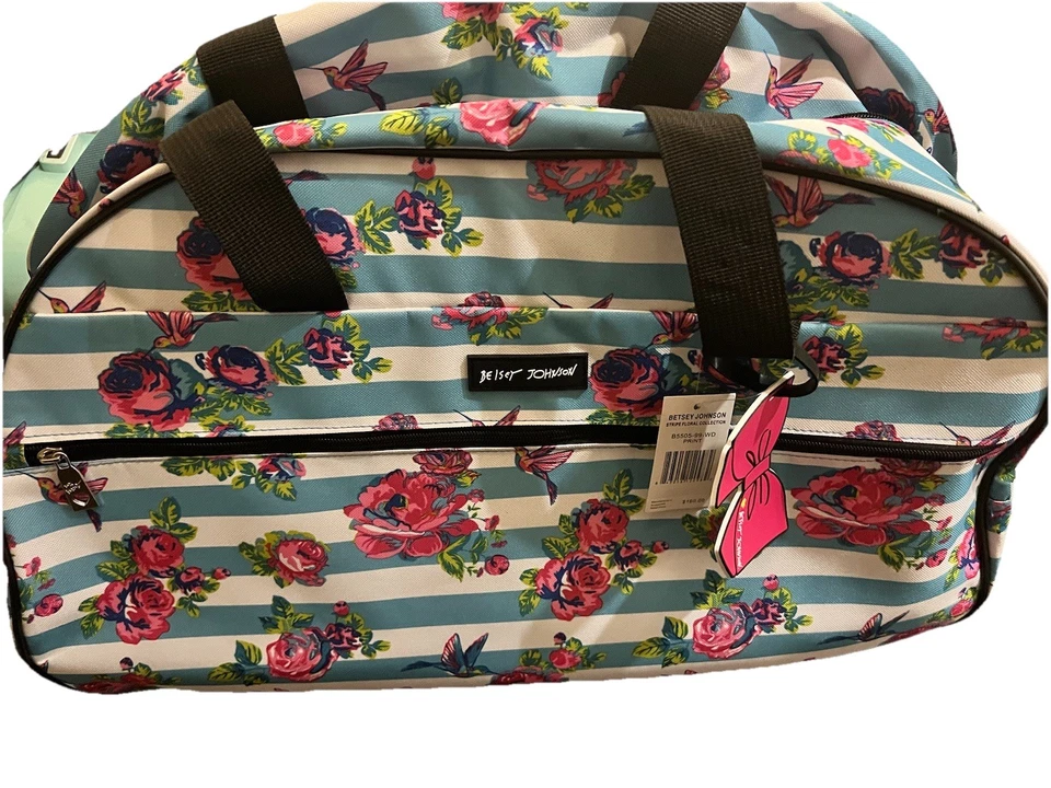 Betsey Johnson Designer Carry-On Luggage Roller Duffle Bag 22” Striped NWT - Image 2 of 4