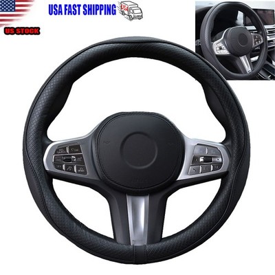 Universal 15'' Car Steering Wheel Cover Leather Anti-Slip Soft Grip Breathable