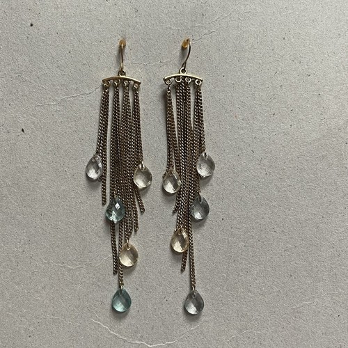 Earrings Long Dangle Gold Tone - Picture 6 of 9
