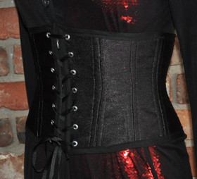 Reversible Lace-up Underbust Waspie Waist Corset Holographic Clubwear Goth XS