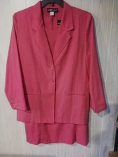 Sag Harbor Women Dress & Jacket Sz 14 Long Sleeve 2 Piece Set Pink  Zip Dress