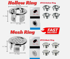 1/2/4Pcs Bathroom Basin Sink Overflow Ring Chrome Hole Cover Cap Inserts,Round.