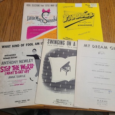 Lot of 5 Sheet Music Books Parodies, Little Mary Sunshine, What Kind of Fool Am
