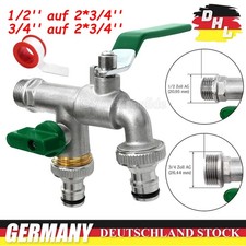 Doppel Wasserhahn Garten 1/2, 3/4 Zoll Anschluss Kugelhahn Messing Auslaufhahn