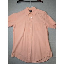 Brooks Brothers Button Down Shirt Mens Medium Orange Gingham Cotton SS