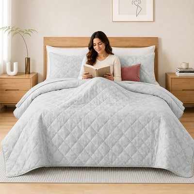 Velvet Quilt Sets Summer Lightweight Coverlet Throw with Pillow Shams Queen King