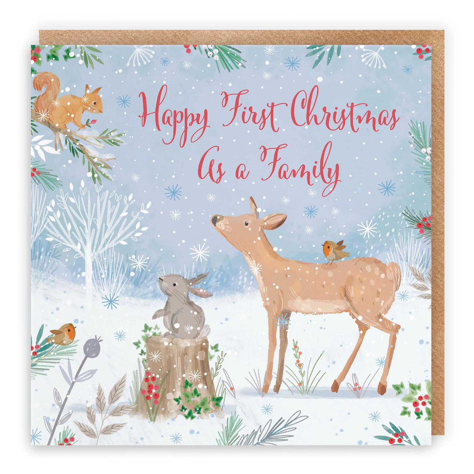 Cute Deer First Christmas As A Family Card Nature's Treasures