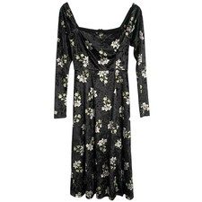 Anthropologie Hutch Velour Floral Midi Dress Women’s Size XS Whimsigoth Vamp