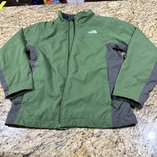THE NORTH FACE BOYS 14-16 POLARTEC CLASSIC GREEN/GRAY BLACK FLEECE LINED JACKET