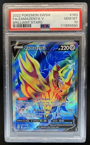 2022 Pokemon SWSH Brilliant Stars Zamazenta V #163/172 PSA 10 GEM MINT