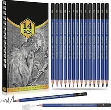 Pencils Drawing Sketching Set 14 pcs Graphite (12B - 6H) Artist Pencils