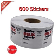 600 Oil Change Stickers - Compact Windshield Reminder Labels 2" x 1.8"