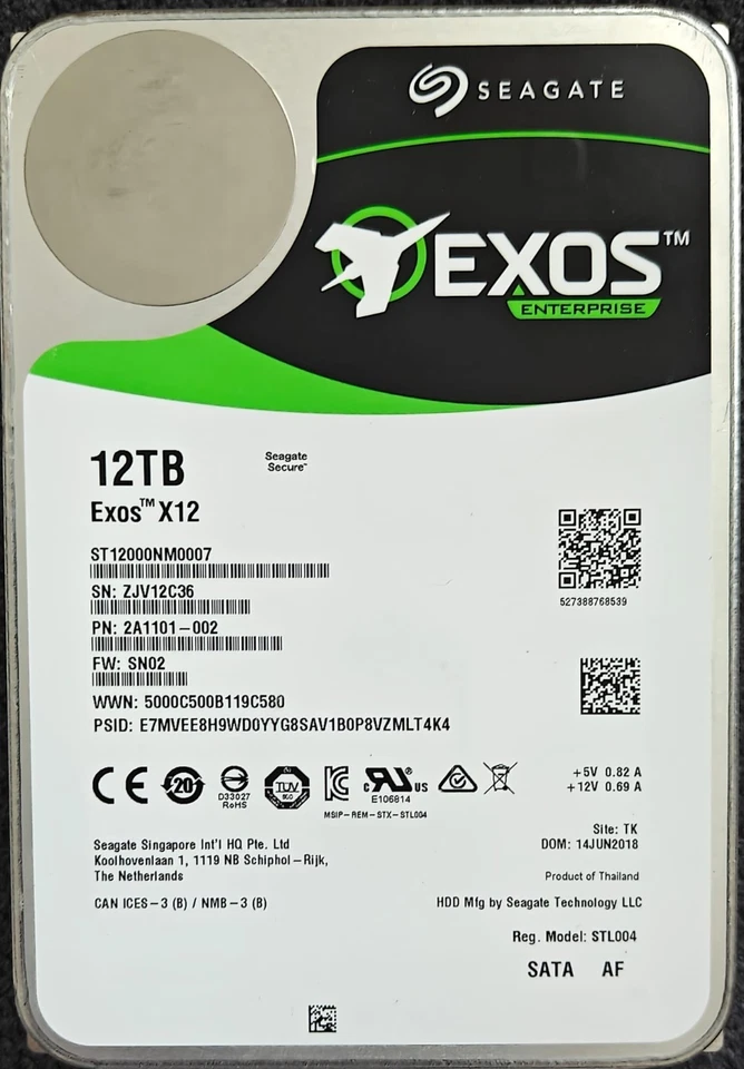Seagate Exos X12 12TB 3,5'' SATA 6Gb/s 7200 U/min Enterprise NAS HDD SATA