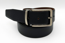 Marco Valentino Black Saffiano Leather Men's Belt with Matte Buckle