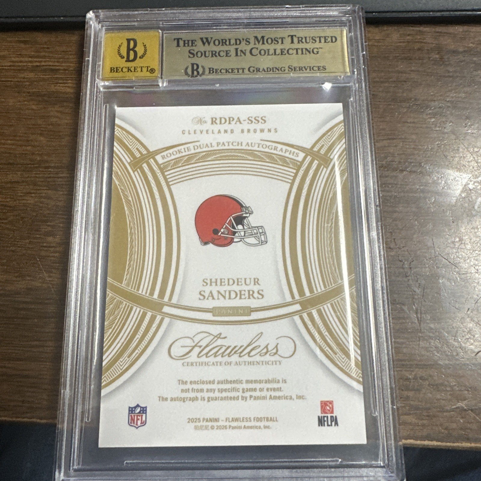 2025  Flawless Shedeur Sanders Rookie Dual Patch Autos #1 21/25 Bgs 9.5 Auto 10 view 2