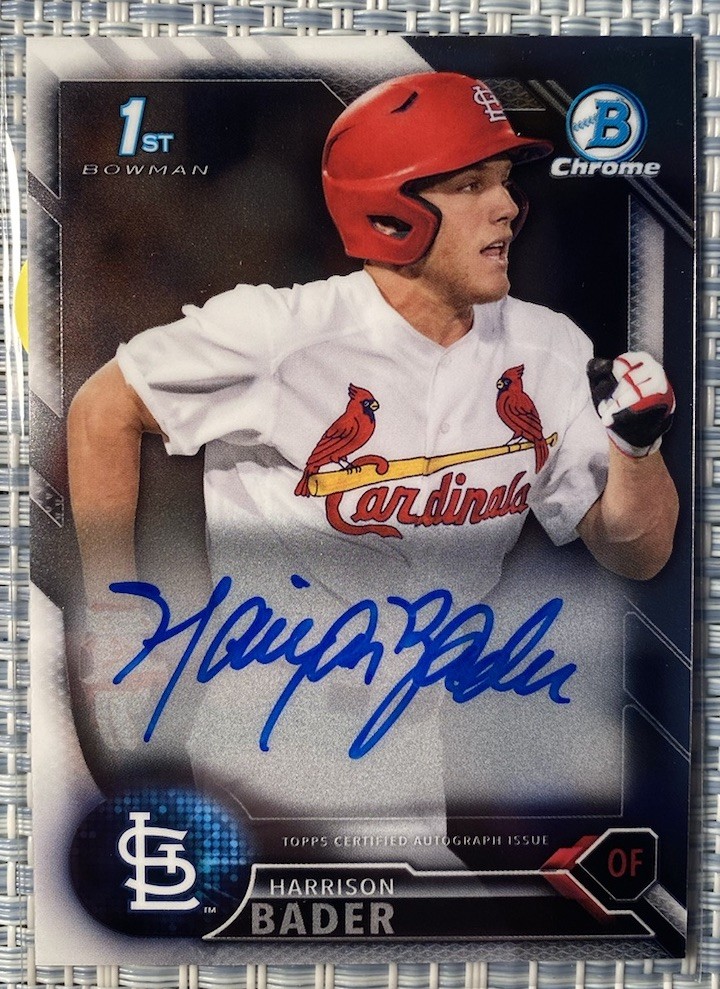 2016 Bowman Chrome - Prospects Autographs Auto Harrison Bader #CPA-HB (AU, RC)