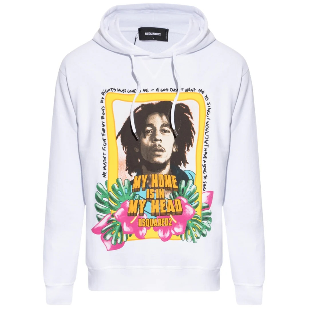 Dsquared2 Cool Fit Bob Marley Logo White Hoodie 53390₽