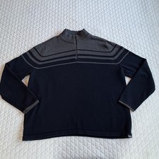 Eddie Bauer Men  s Pull Over Sweater 2XL Blue Gray Quarter Zip Casual Outdoors
