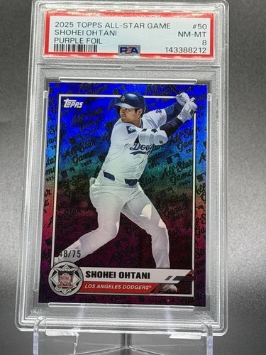 2025 Topps All-Star Game - Shohei Ohtani, Shohei Ohtani #50 Purple 48/75 PSA 8