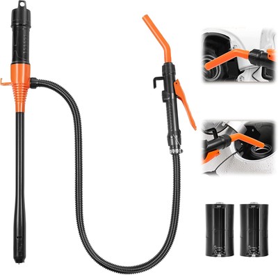 Portable Power Battery Pump, Powered Siphon Fuel Transfer Orange 