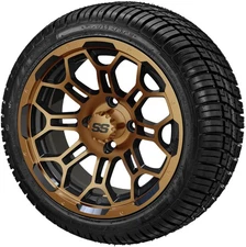 (4) Golf Cart 215/35R12 Deli Radial Tires on 12x7 Black/Bronze Hercules Wheels