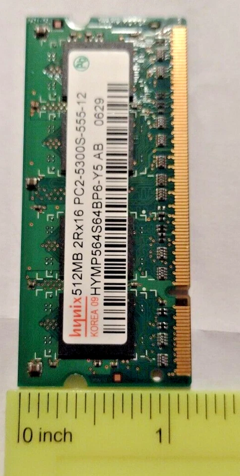 HYNIX MEMORY CARD 512MB 2Rx16 PC2-5300S-555-12 P/N: HYMP564S64BP6-Y5 - Image 3 of 4