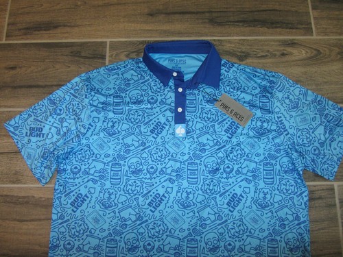 NWT Bud Light Beer Pins & Aces Golf Co Company Short Sleeve Polo Shirt 3XL XXXL