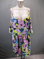 ASOS Size 16 Womens Multicolor Floral Short Cold Shoulder Sleeve Sundress 968