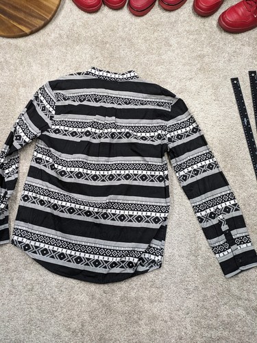 Levi's Aztec Shirt Mens Large Black Button Long Tribal Southwestern Woven Levi - Picture 8 of 11