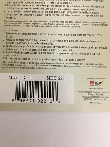 Mossy Oak 6" Camo Decal # MDE1221-BRAND NEW- Ships N 24hrs - Picture 11 of 12