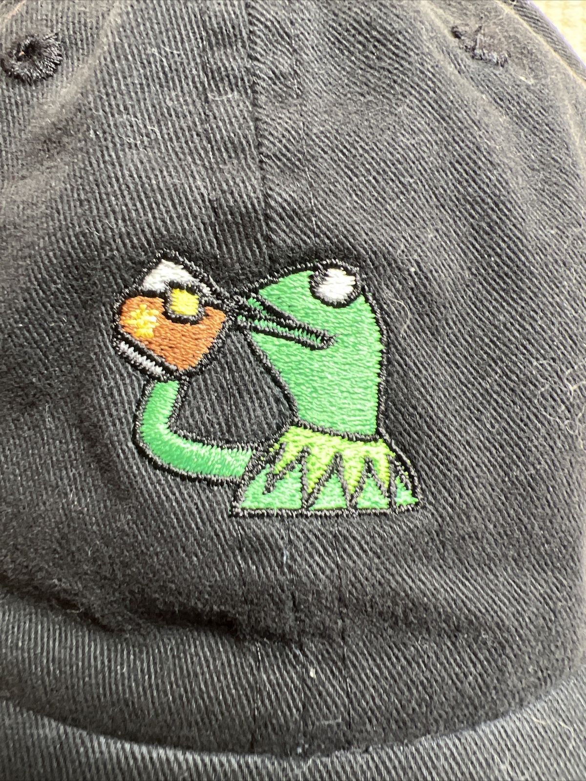 Kermit The Frog Embroidered Baseball Cap - Adjustable Dad Hat With Sipping Tea Design