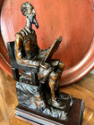 PAIR CARVED WOOD DON QUIXOTE PANCHO SANZA BOOKENDS — photo 10