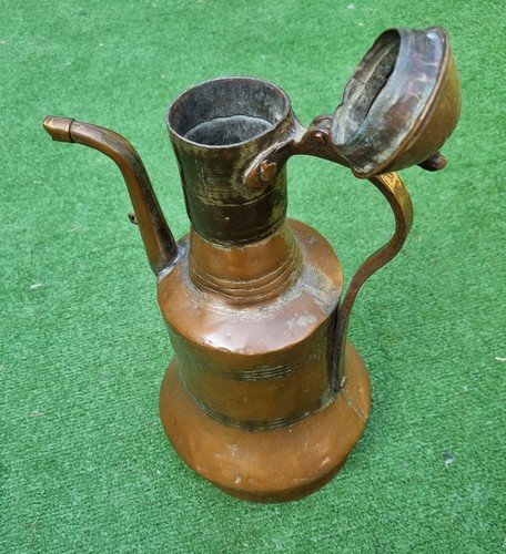 Antico bricco anfora versatoio rame manico becco lungo cappuccio x agriturismo - Imagen 3 de 6