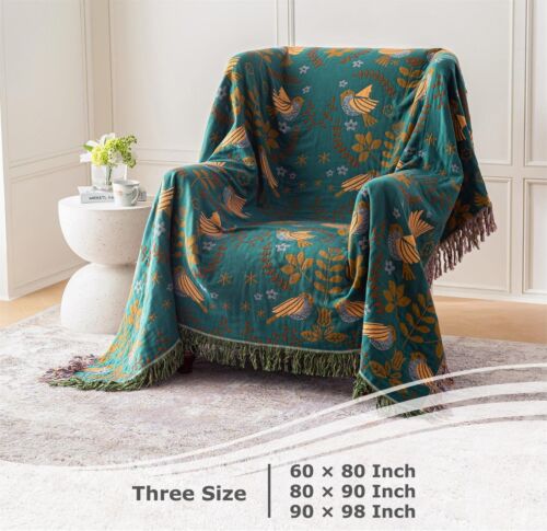 Boho Throw Blanket for Bed - 100% Cotton Ultra Soft Rustic Quilt - Fall Blank... - Picture 5 of 10
