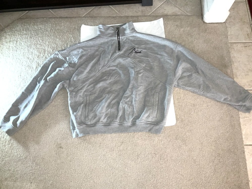 Rhude Herren Sweatshirt mit gesticktem Logo Größe L grau dicke Baumwolle USA