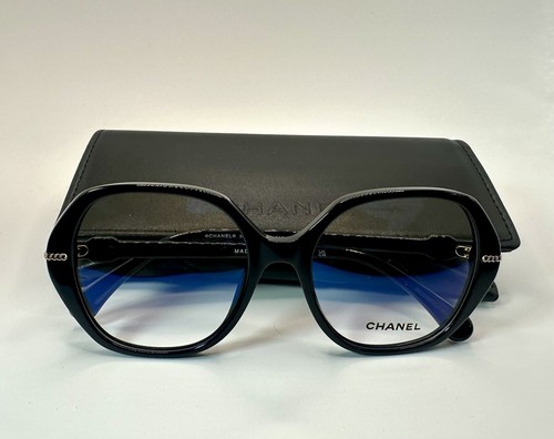 New Authentic Chanel Eyeglasses CH3458 C.622 Polished Black W/ Gold CC Logo - Picture 8 of 9