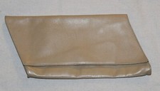 Vintage 1940s Clutch Purse Tan Leather Geometric Design Leaning Trapezoid 13 x 7