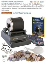 NATIONAL GEOGRAPHIC Rock Tumbler Kit   Hobby Edition Includes Rough Gemstones, a