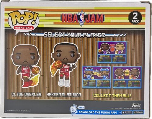 Clyde Drexler Hakeem Olajuwon Signed Autographed Funko POP 2 JSA Yellow/RED - Picture 2 of 3