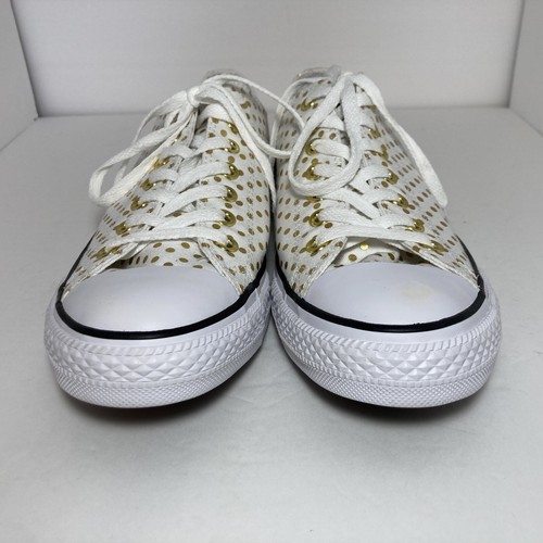 NUEVO Converse Chuck Taylor All Star Lona Blanca Dorada Bling Unisex W 12/M 10 - Imagen 2 de 9