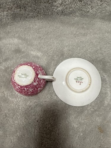 Vintage Spode Copeland England Miniature Tea/Coffee Cup/Saucer Pink Floral Vine - Picture 11 of 11
