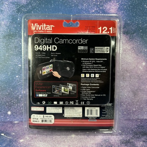 New Vivitar DVR 949HD Camcorder Red Full HD 4x Digital Zoom Anti-Shake NIB - Picture 2 of 2