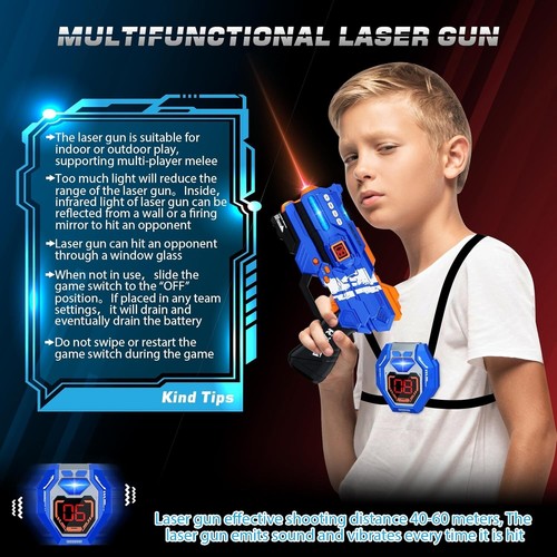 Pistole Laser Tag Set di 2 Laser Tag con Display Punteggio LED Digitale Gilet per Adolescenti - Foto 5 di 7