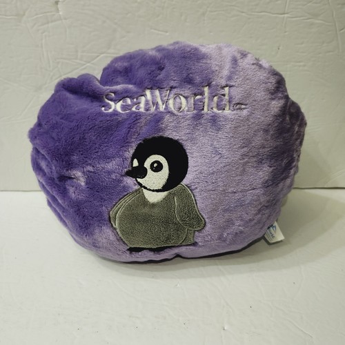 READ Sea World Hideaway Penguin Purple Zip-Up Plush Animal Flip-Out Pillow 11" - Picture 8 of 16