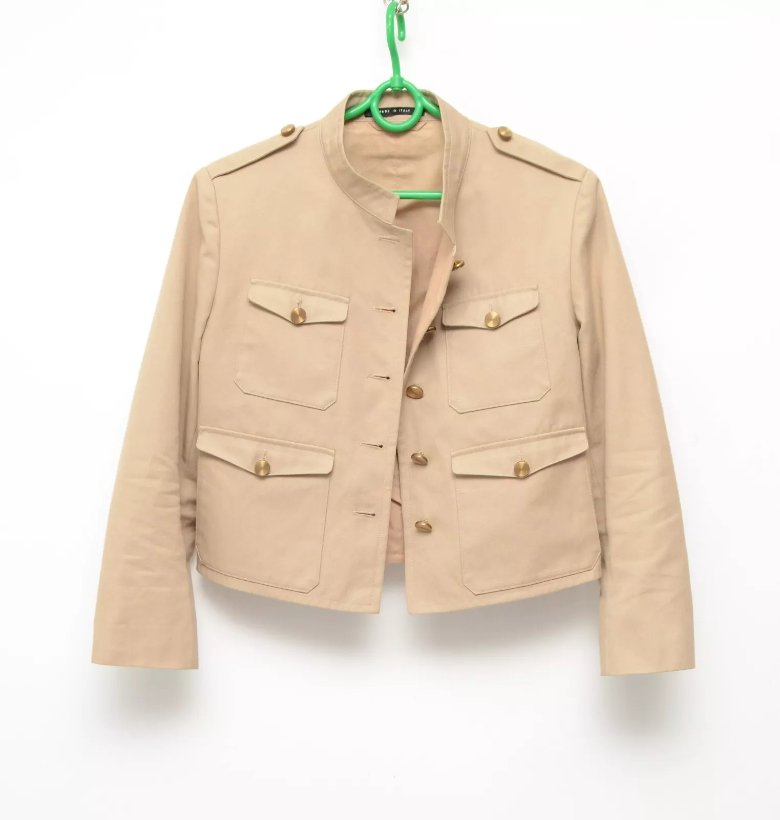 Blazer femme Gucci bouton or en coton militaire beige taille 42,US 6,~S
