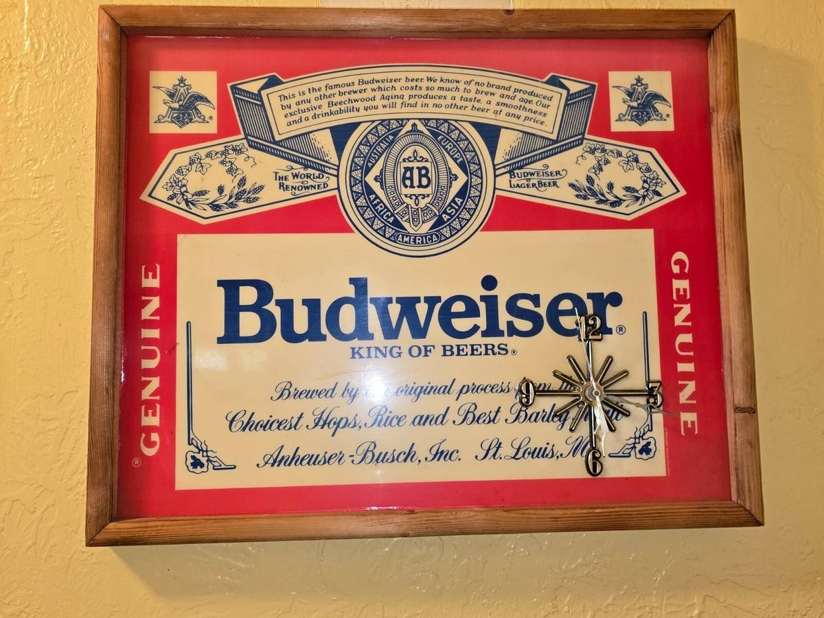 Vintage Budweiser King of Beers Clock Sign Beer Decor | eBay