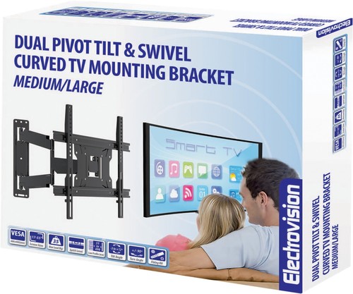 Electrovision A195KA Dual Pivot Tilt & Swivel Curved TV Mounting Bracket 23"-60" - Picture 2 of 2